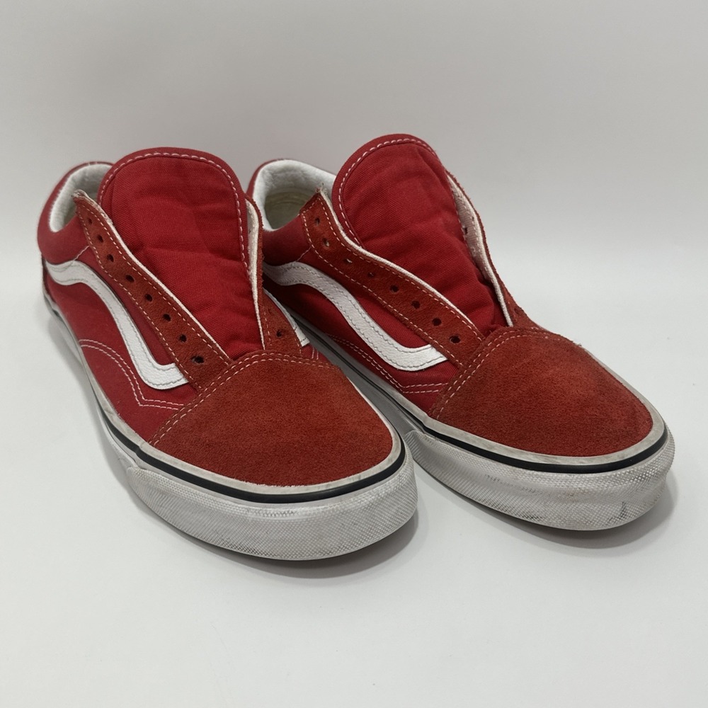 Vans Old Skool Red White Women 8 Men 6.5 Skateboard Bike Sneakers Off The Wall